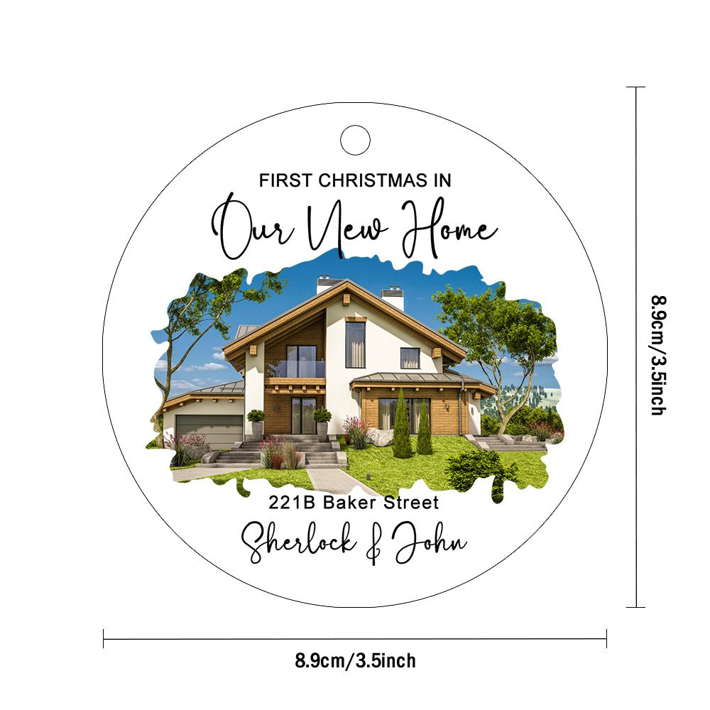 Personalized New Home Photo Hanging Ornament - Custom Watercolor Housewarming Gift - Estrella & The Stars