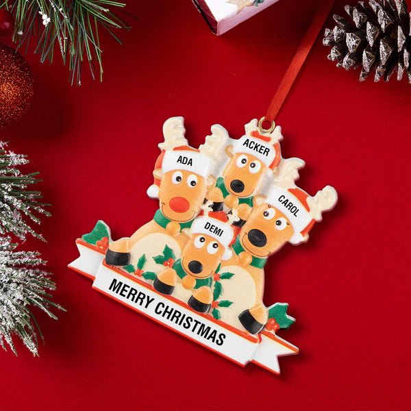Custom Name Reindeer Family Xmas Ornament Personalized Christmas Decoration Gifts - Estrella & The Stars