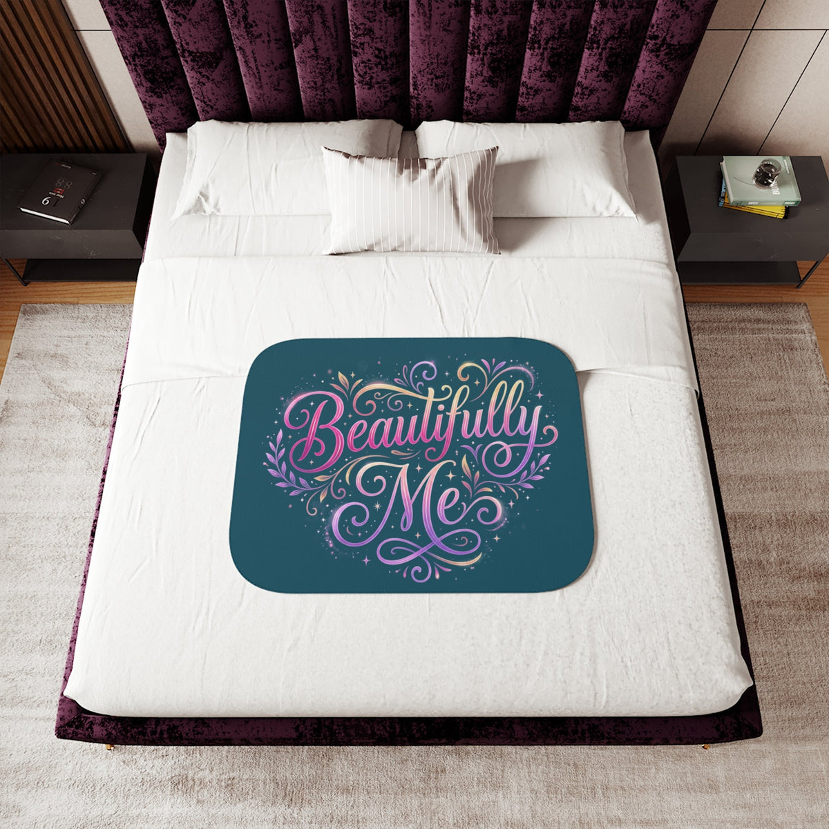 Beautifully Me Sherpa Blanket - Inspirational Cozy Throw for Self-Love Gifts - Estrella & The Stars