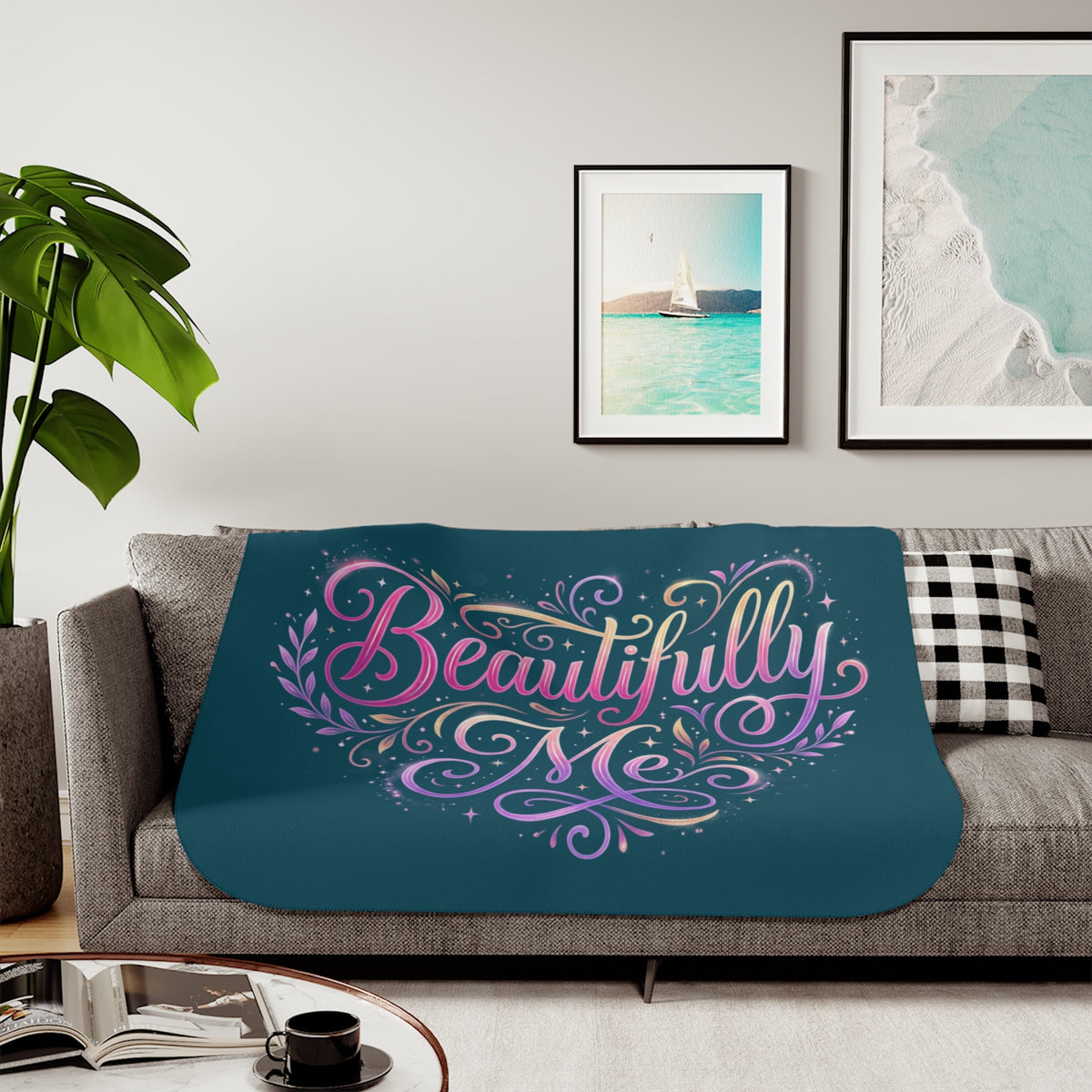 Beautifully Me Sherpa Blanket - Inspirational Cozy Throw for Self-Love Gifts - Estrella & The Stars