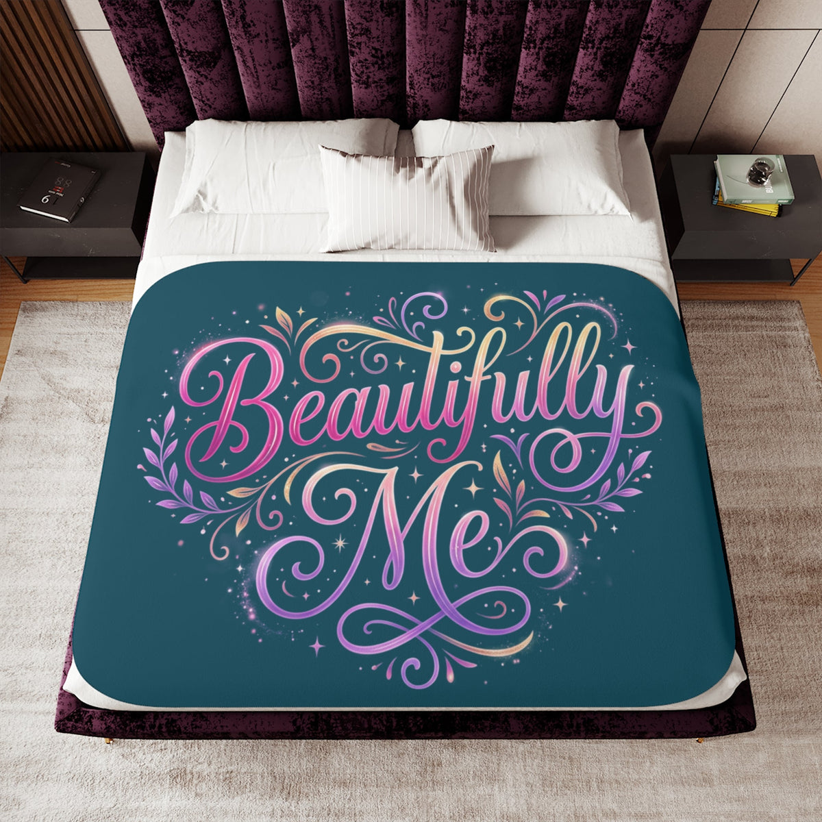 Beautifully Me Sherpa Blanket - Inspirational Cozy Throw for Self-Love Gifts - Estrella & The Stars
