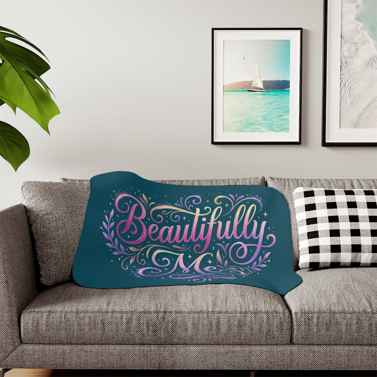 Beautifully Me Sherpa Blanket - Inspirational Cozy Throw for Self-Love Gifts - Estrella & The Stars
