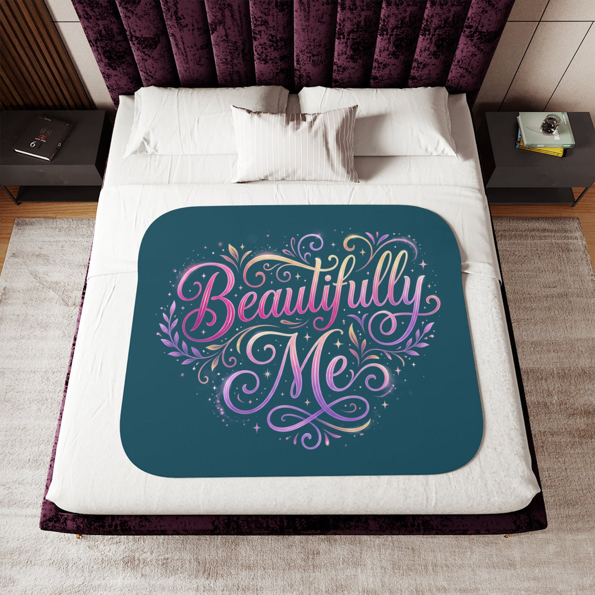 Beautifully Me Sherpa Blanket - Inspirational Cozy Throw for Self-Love Gifts - Estrella & The Stars