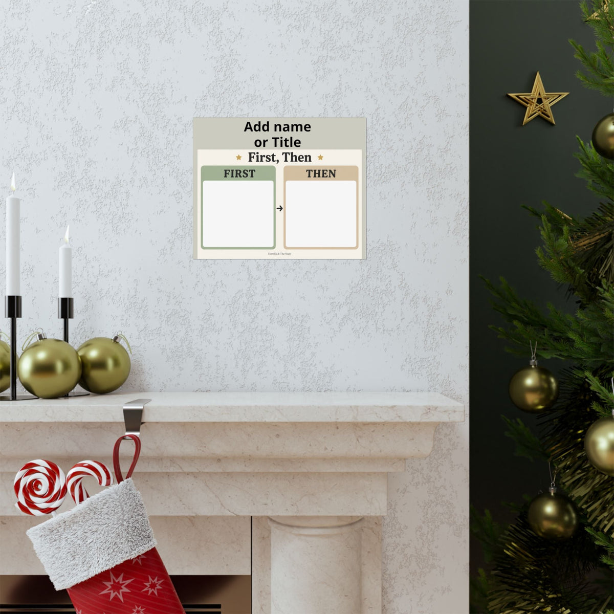 Behavior Chart Poster — "First, Then" Personalized Matte Horizontal Poster - Estrella & The Stars
