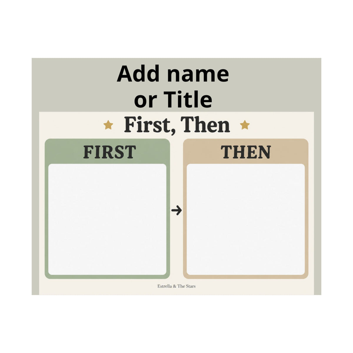 Behavior Chart Poster — "First, Then" Personalized Matte Horizontal Poster - Estrella & The Stars