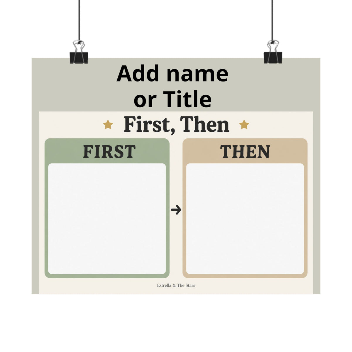 Behavior Chart Poster — "First, Then" Personalized Matte Horizontal Poster - Estrella & The Stars