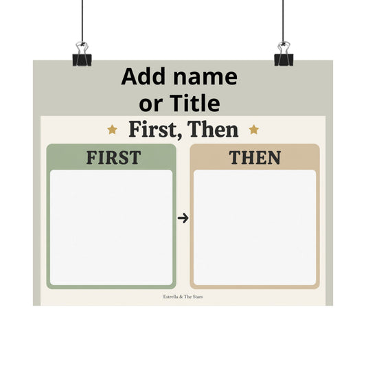 Behavior Chart Poster — "First, Then" Personalized Matte Horizontal Poster - Estrella & The Stars