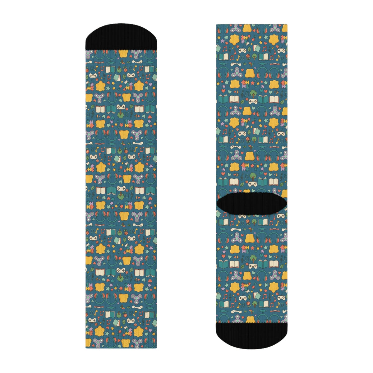 Blue Woodland Animal Crew Socks — Cute Forest Pattern Socks for Kids & Adults - Estrella & The Stars