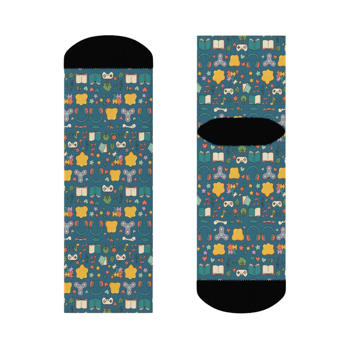 Blue Woodland Animal Crew Socks — Cute Forest Pattern Socks for Kids & Adults - Estrella & The Stars