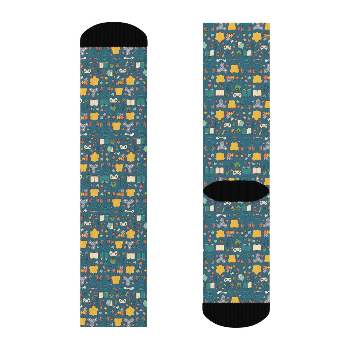 Blue Woodland Animal Crew Socks — Cute Forest Pattern Socks for Kids & Adults - Estrella & The Stars