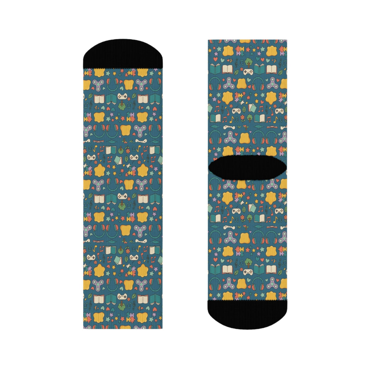 Blue Woodland Animal Crew Socks — Cute Forest Pattern Socks for Kids & Adults - Estrella & The Stars