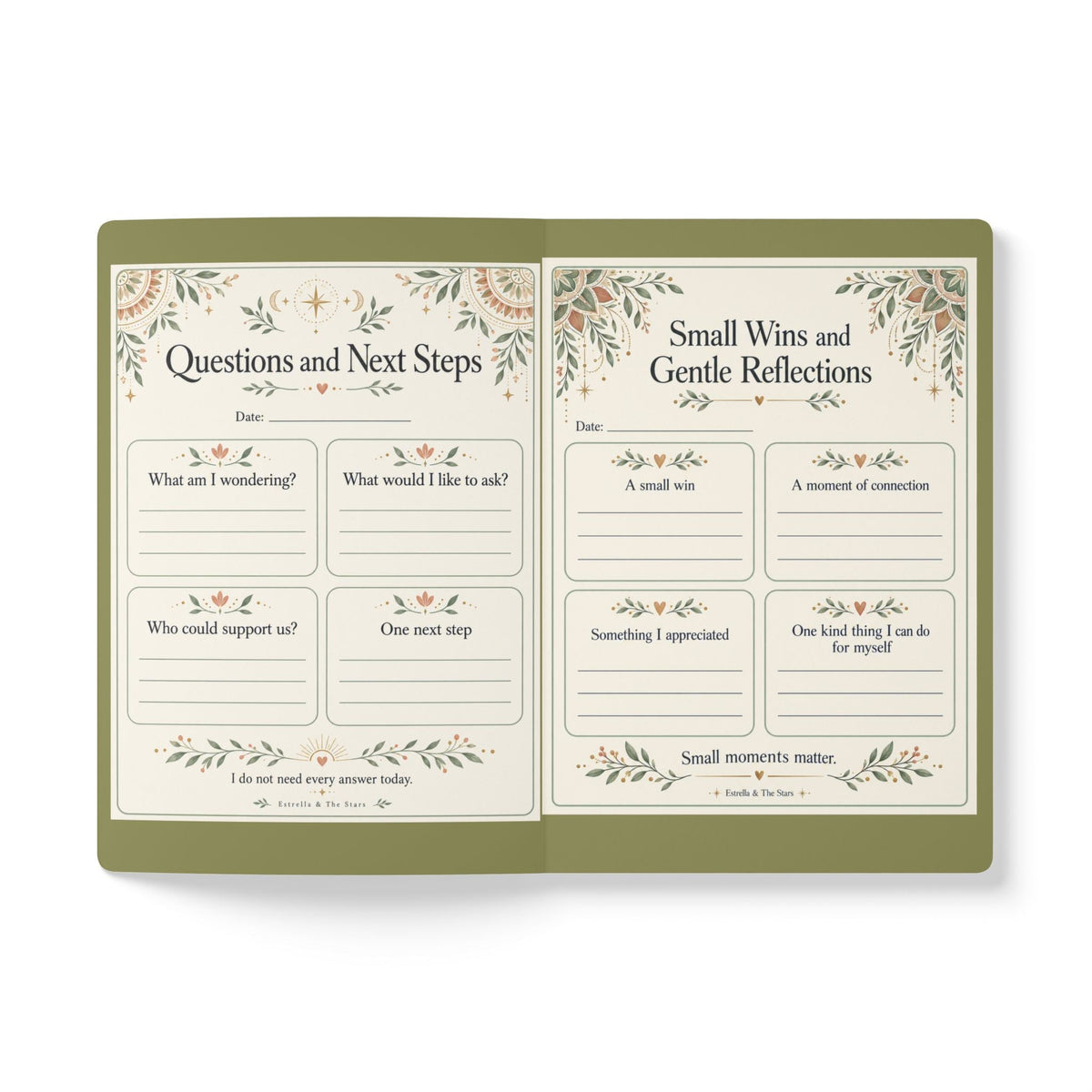 Caregiver Reflection Journal — Softcover Guided Journal for Self-Care & Mindful Notes - Estrella & The Stars
