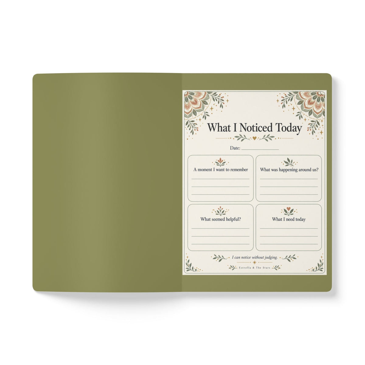 Caregiver Reflection Journal — Softcover Guided Journal for Self-Care & Mindful Notes - Estrella & The Stars