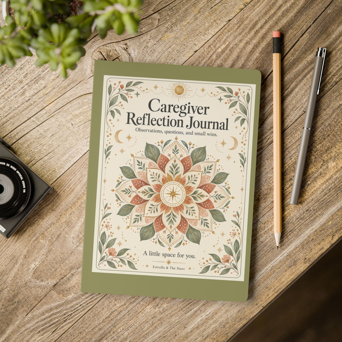 Caregiver Reflection Journal — Softcover Guided Journal for Self-Care & Mindful Notes - Estrella & The Stars