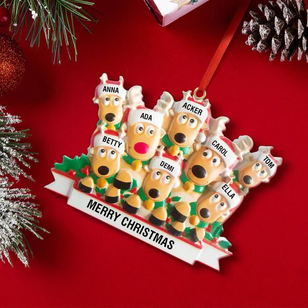 Custom Name Reindeer Family Xmas Ornament Personalized Christmas Decoration Gifts - Estrella & The Stars