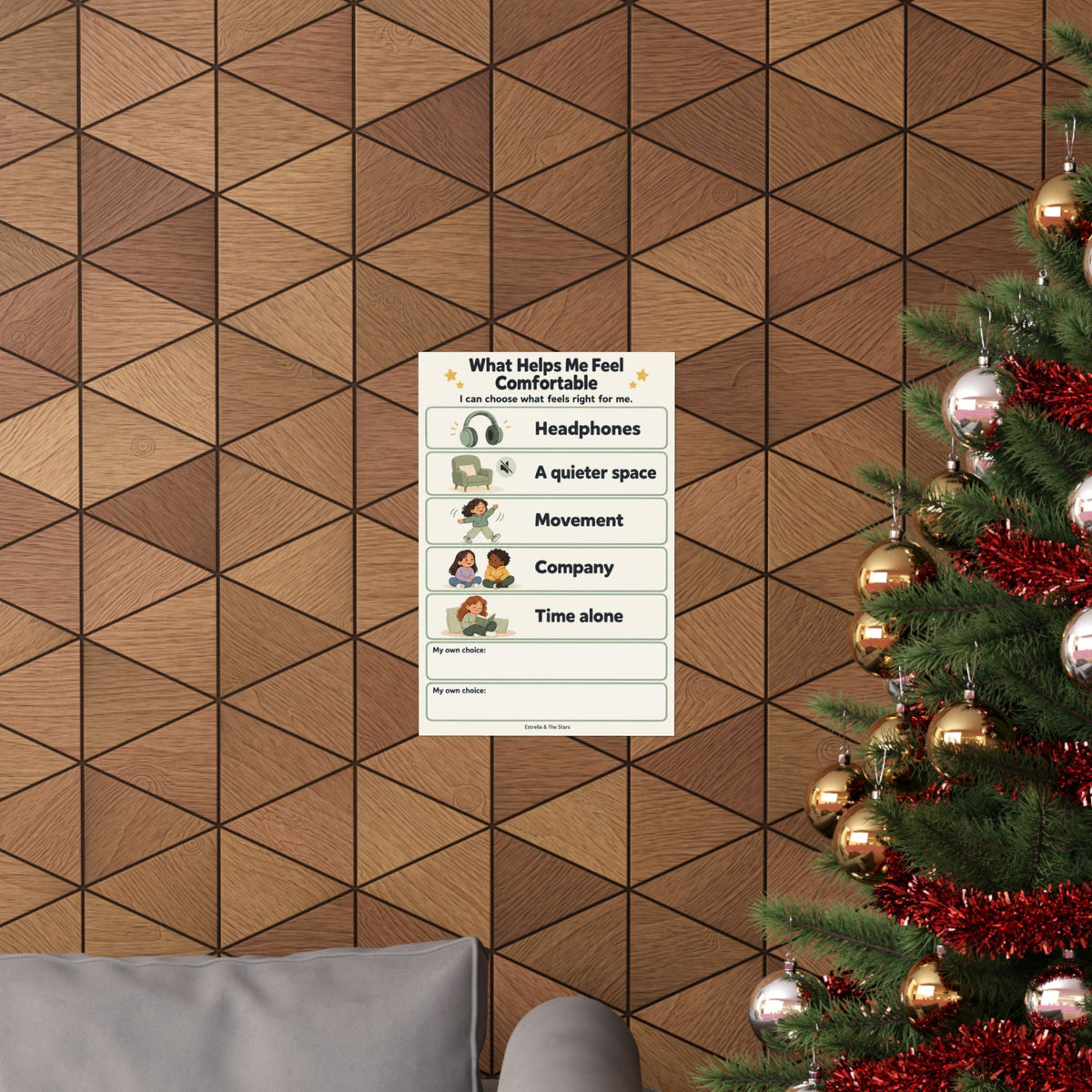 Comfort Choices Poster — What Helps Me Feel Comfortable Vertical Matte Poster - Estrella & The Stars