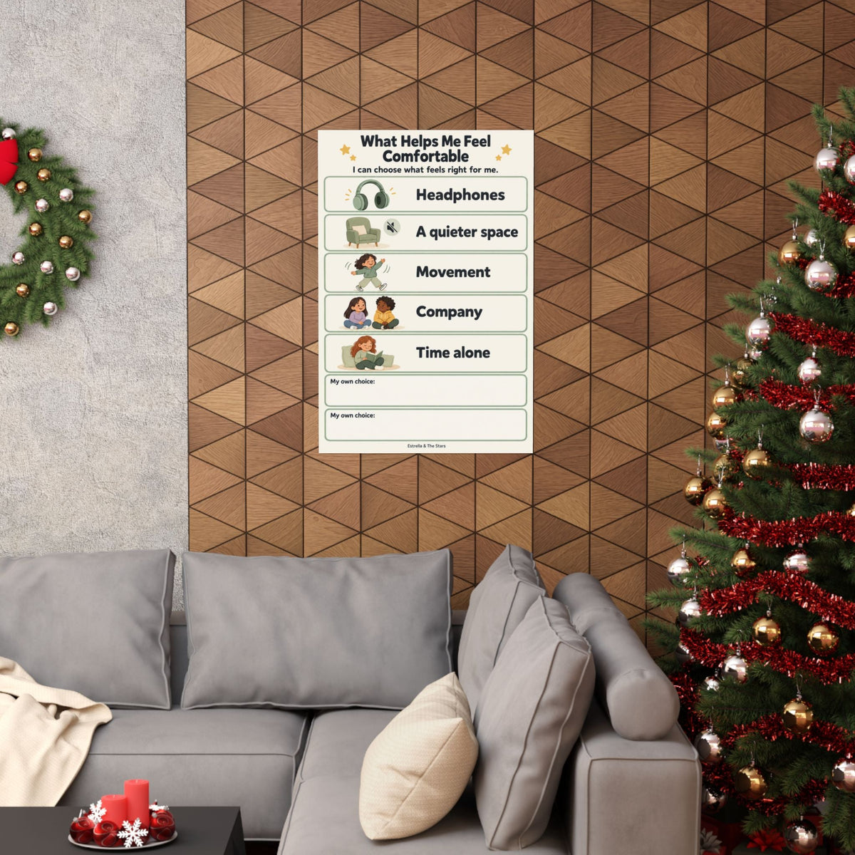 Comfort Choices Poster — What Helps Me Feel Comfortable Vertical Matte Poster - Estrella & The Stars