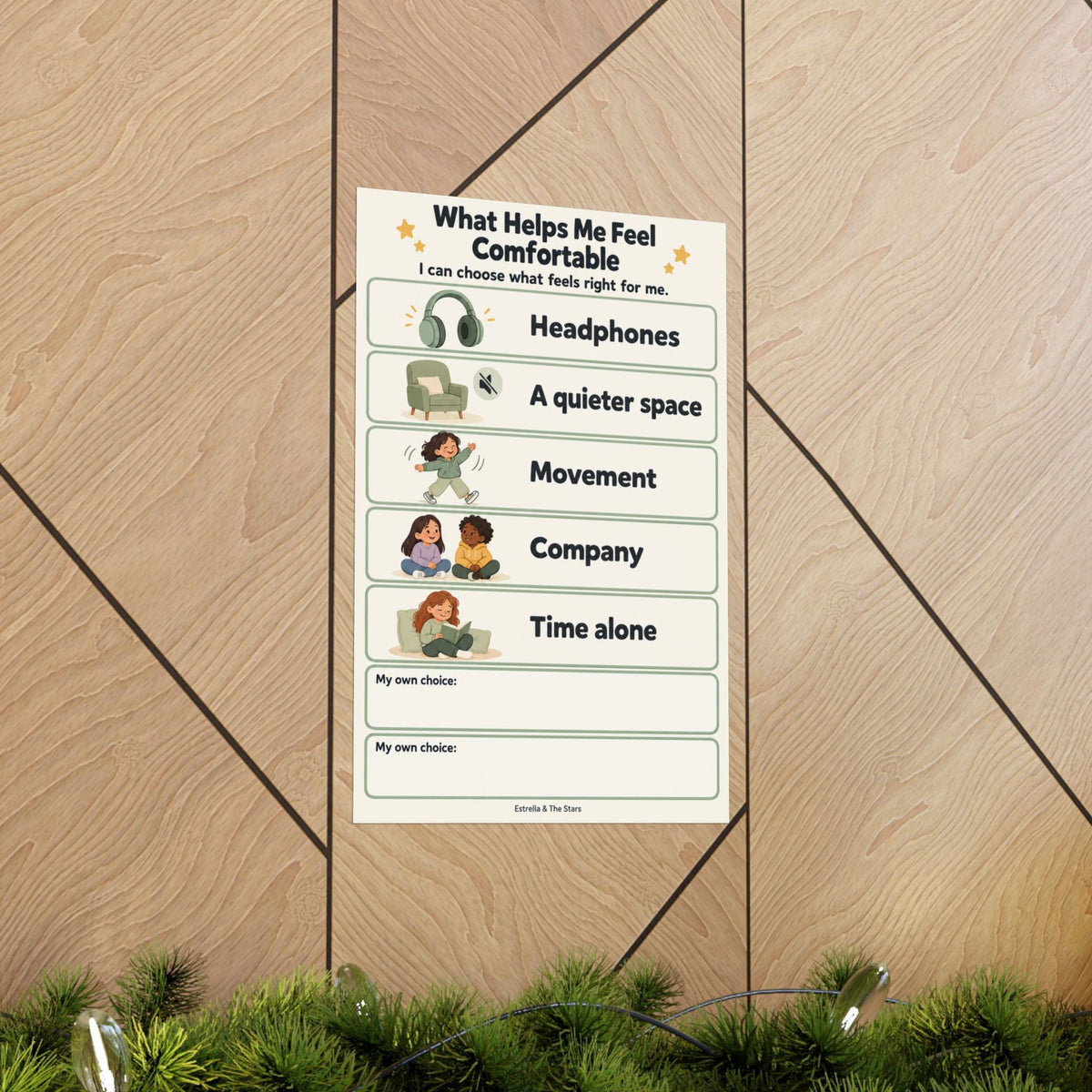 Comfort Choices Poster — What Helps Me Feel Comfortable Vertical Matte Poster - Estrella & The Stars