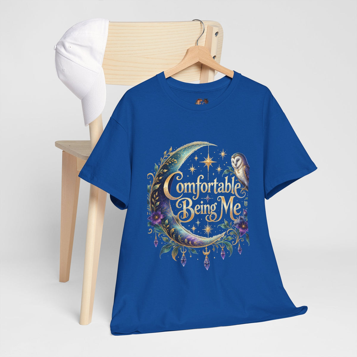 Comfortable Being Me Moon T-Shirt — Self-Love Owl Graphic Tee - Estrella & The Stars