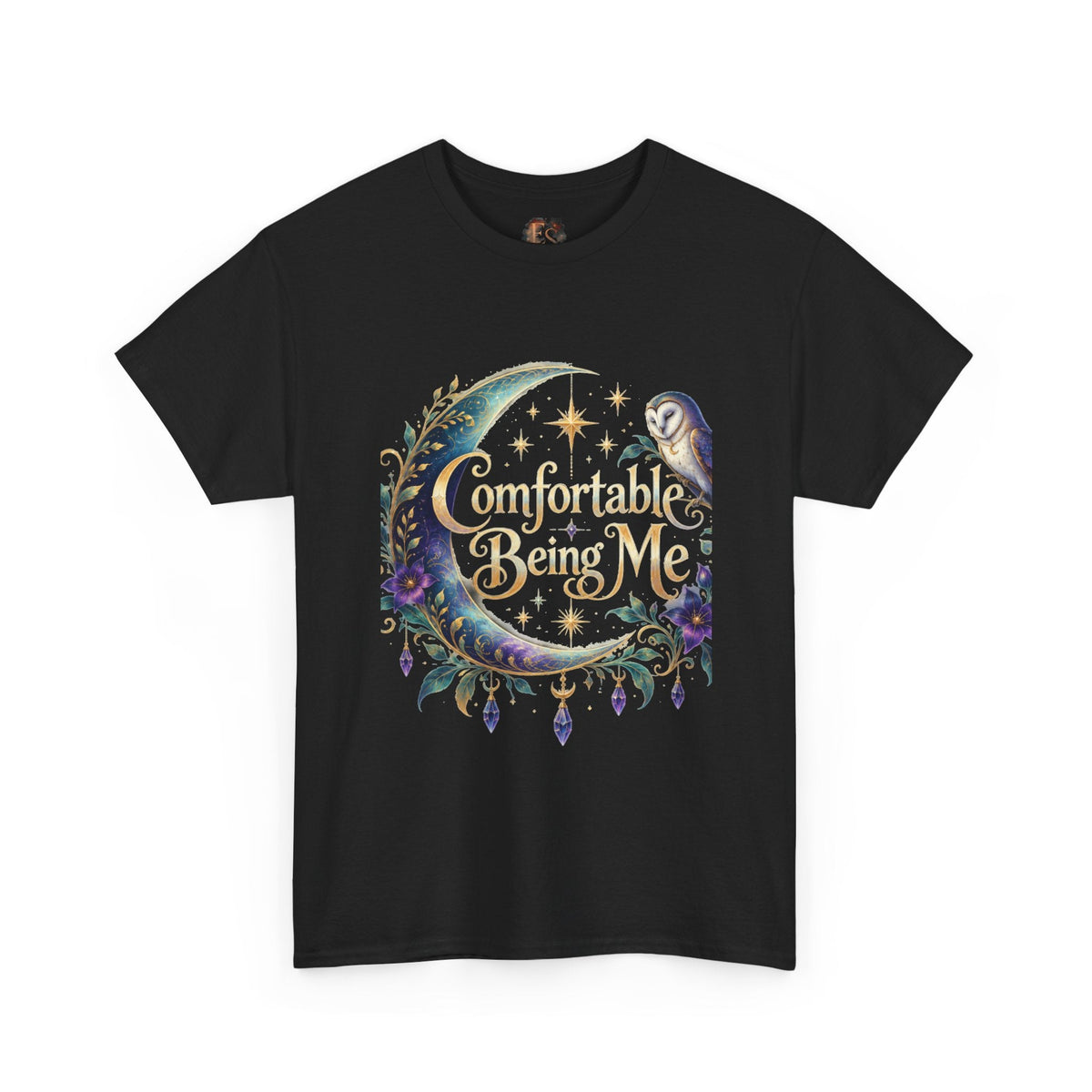 Comfortable Being Me Moon T-Shirt — Self-Love Owl Graphic Tee - Estrella & The Stars