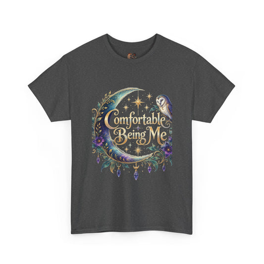 Comfortable Being Me Moon T-Shirt — Self-Love Owl Graphic Tee - Estrella & The Stars