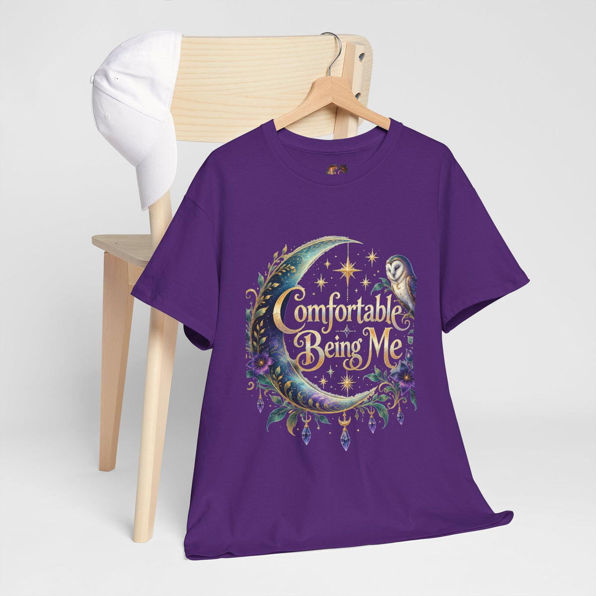 Comfortable Being Me Moon T-Shirt — Self-Love Owl Graphic Tee - Estrella & The Stars