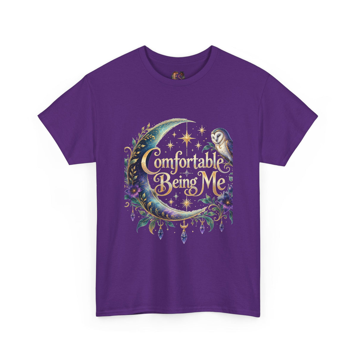 Comfortable Being Me Moon T-Shirt — Self-Love Owl Graphic Tee - Estrella & The Stars
