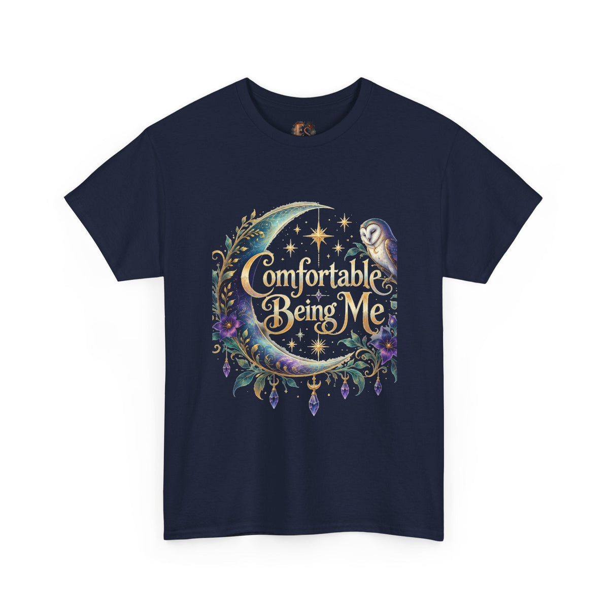 Comfortable Being Me Moon T-Shirt — Self-Love Owl Graphic Tee - Estrella & The Stars