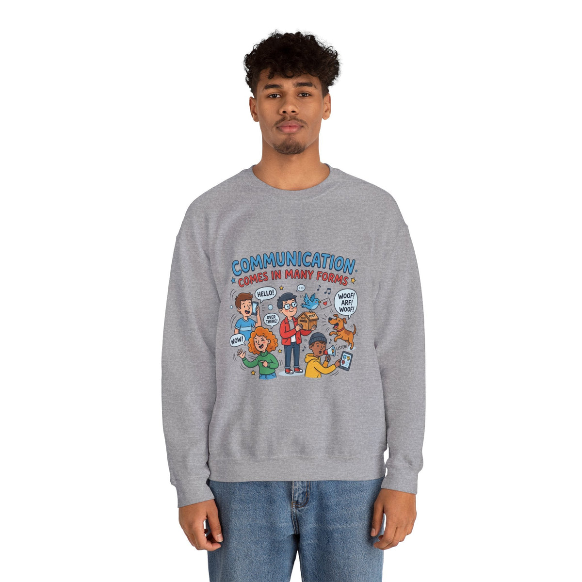 Crewneck Sweatshirt - Communication Comes in Many Forms / My Dad Rocks Graphic - Estrella & The Stars