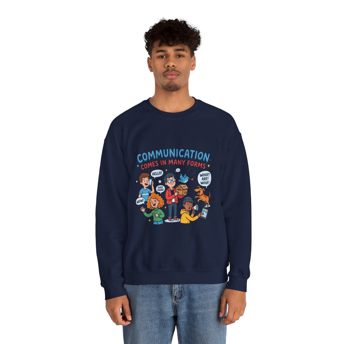 Crewneck Sweatshirt - Communication Comes in Many Forms / My Dad Rocks Graphic - Estrella & The Stars