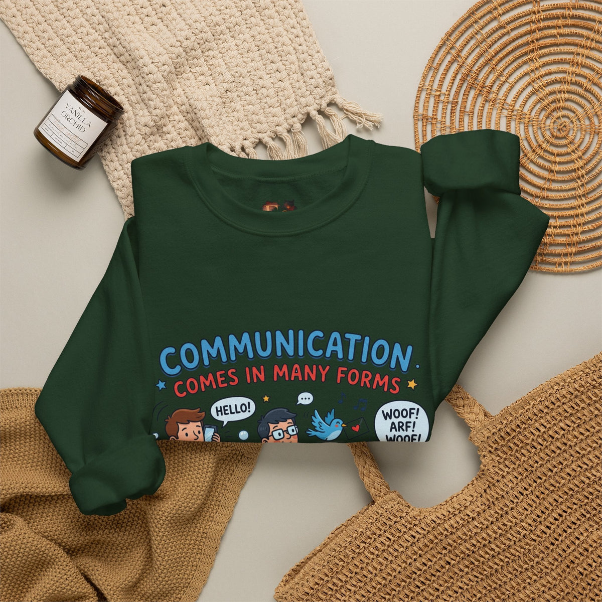 Crewneck Sweatshirt - Communication Comes in Many Forms / My Dad Rocks Graphic - Estrella & The Stars