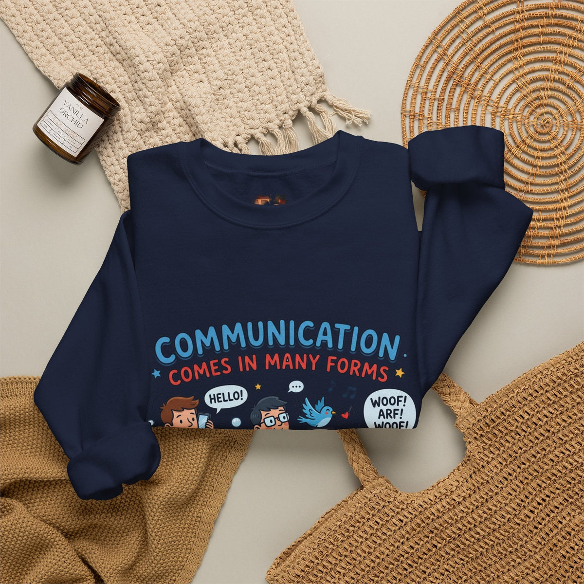 Crewneck Sweatshirt - Communication Comes in Many Forms / My Dad Rocks Graphic - Estrella & The Stars
