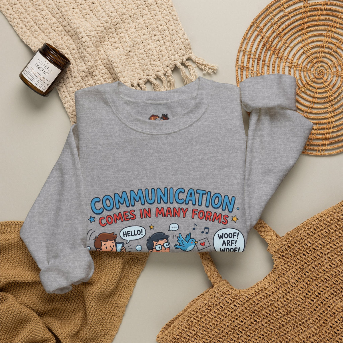 Crewneck Sweatshirt - Communication Comes in Many Forms / My Dad Rocks Graphic - Estrella & The Stars