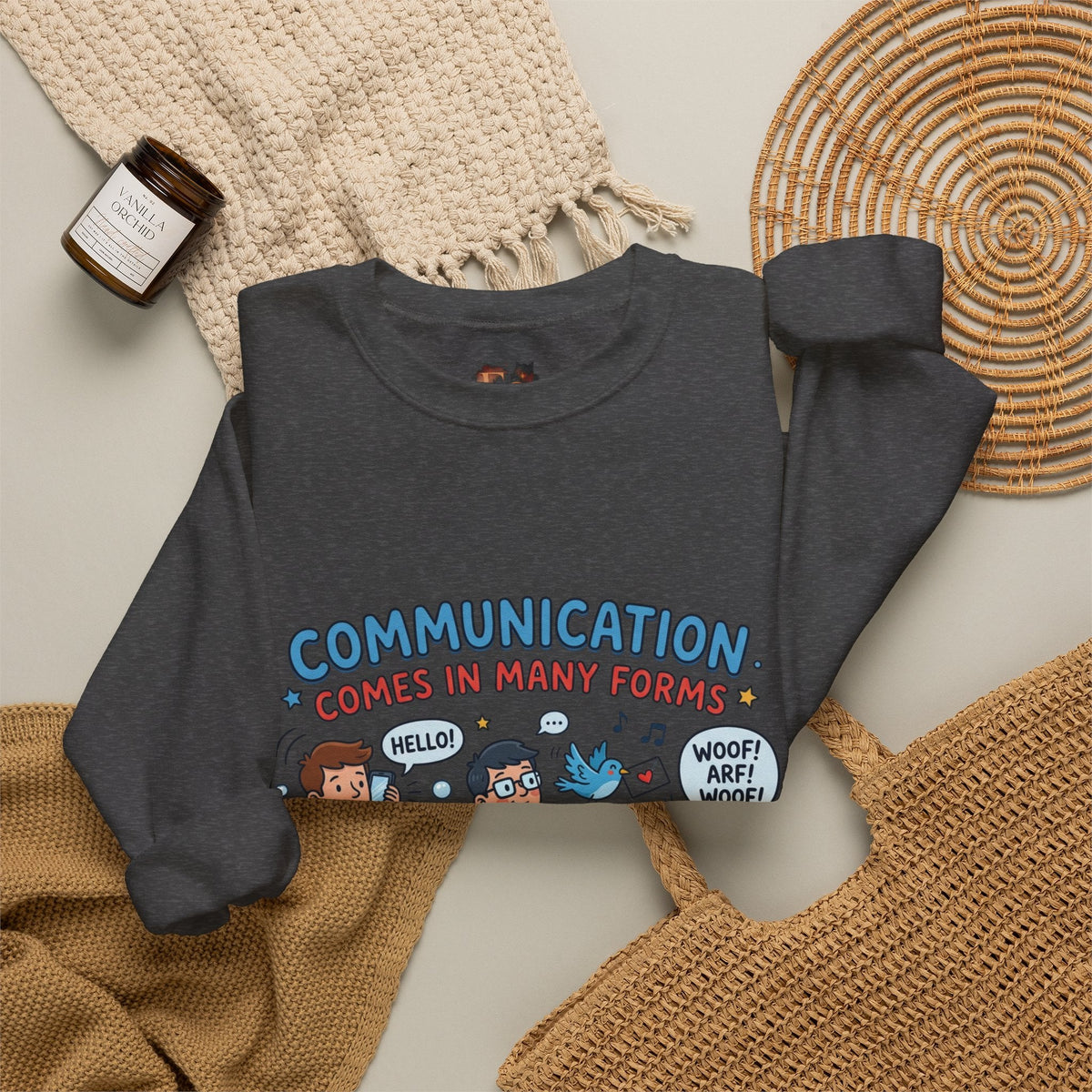 Crewneck Sweatshirt - Communication Comes in Many Forms / My Dad Rocks Graphic - Estrella & The Stars