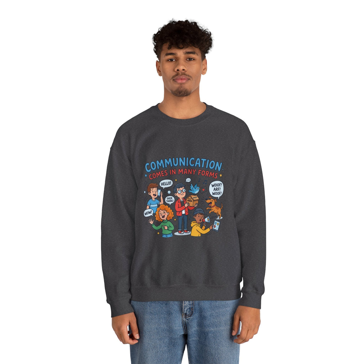 Crewneck Sweatshirt - Communication Comes in Many Forms / My Dad Rocks Graphic - Estrella & The Stars