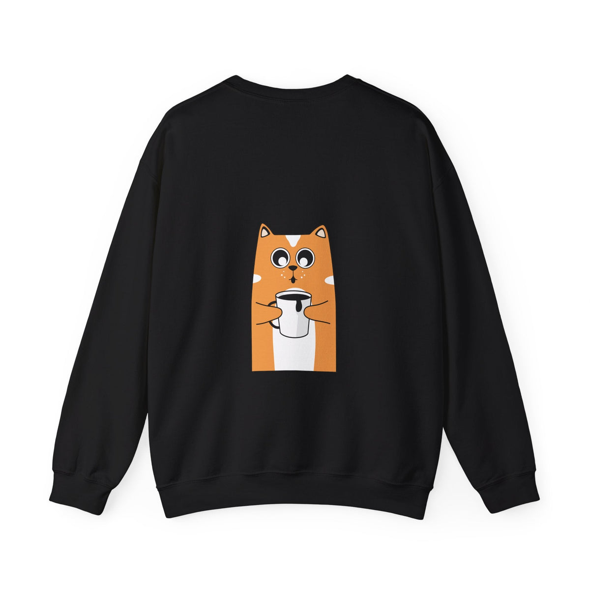 Crewneck Sweatshirt — "My Happy Has Movement" Pastel Retro Script with Cute Coffee Cat Back Graphic - Estrella & The Stars