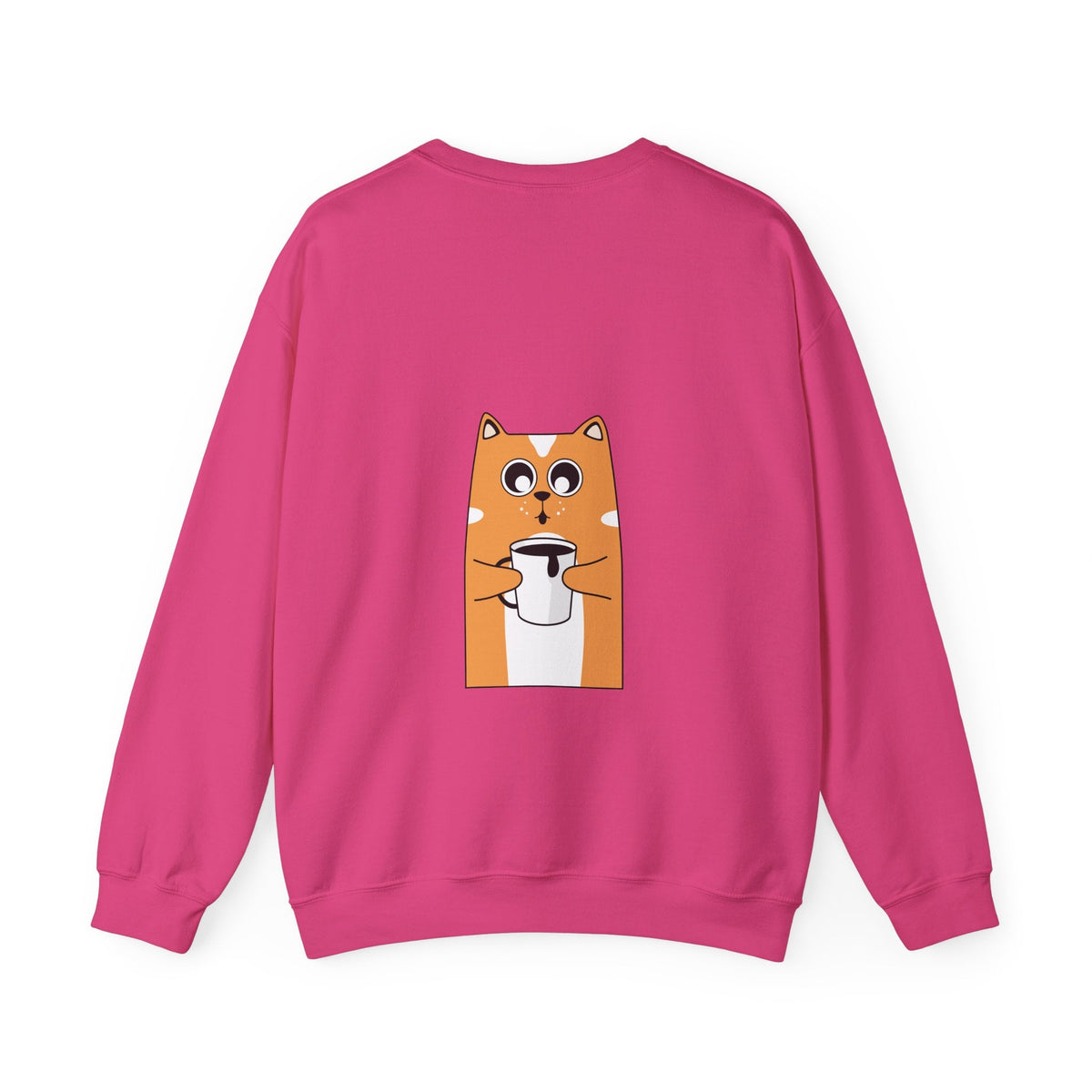 Crewneck Sweatshirt — "My Happy Has Movement" Pastel Retro Script with Cute Coffee Cat Back Graphic - Estrella & The Stars
