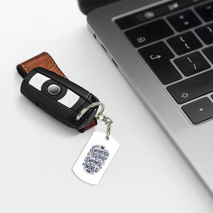 Empower Teachers Empower The Wolrd - Rectangular Metal Keychain - Estrella & The Stars