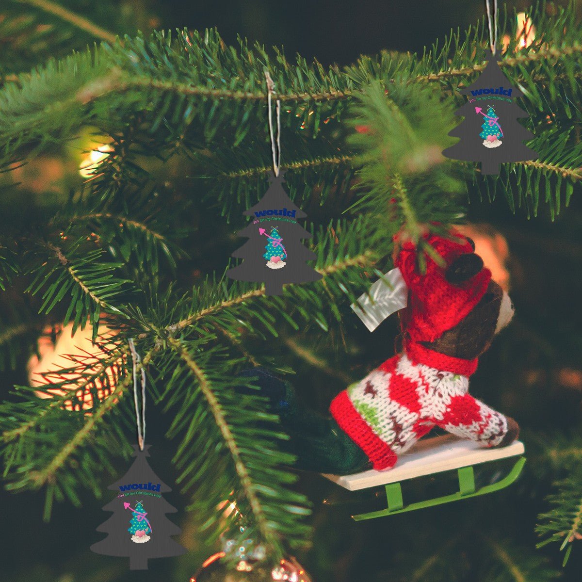 Set of 4 Wood Tree Ornaments - Holiday Decor - Estrella & The Stars