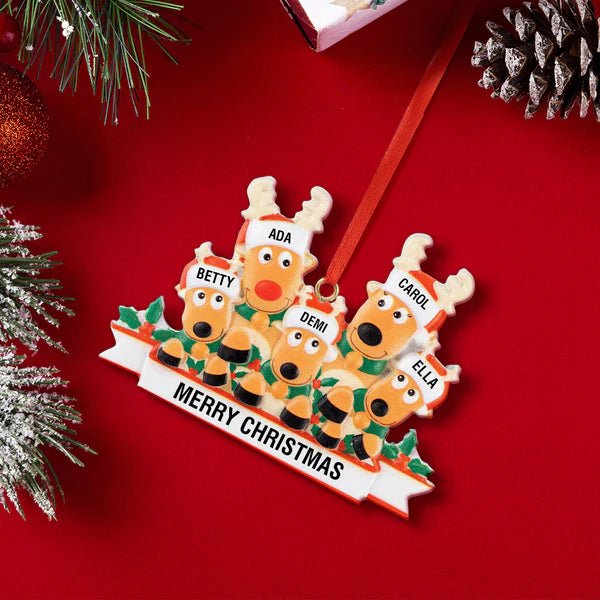 Custom Name Reindeer Family Xmas Ornament Personalized Christmas Decoration Gifts - Estrella & The Stars