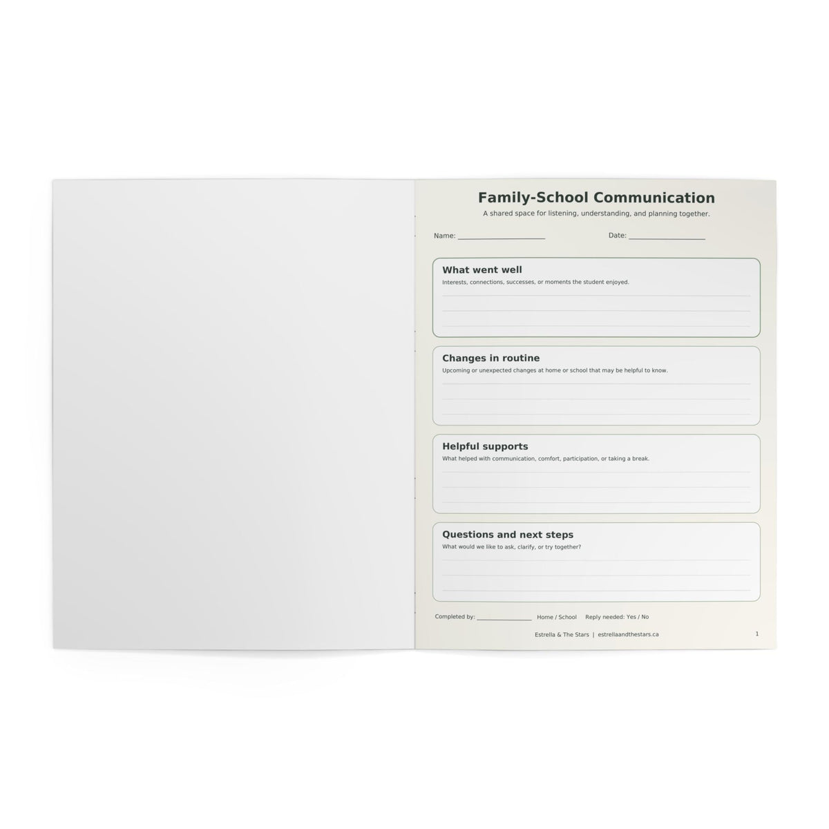 Family–School Communication Book — Small Notes, Shared Understanding - Estrella & The Stars
