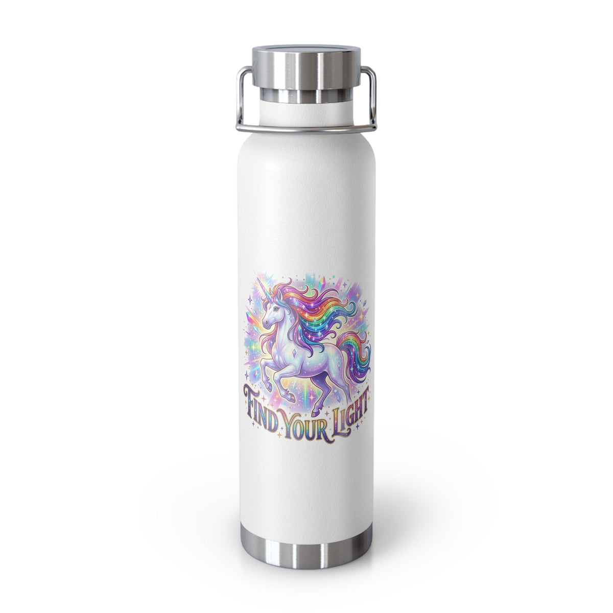 Find Your Light Unicorn Insulated Water Bottle — 22oz Copper Vacuum - Estrella & The Stars