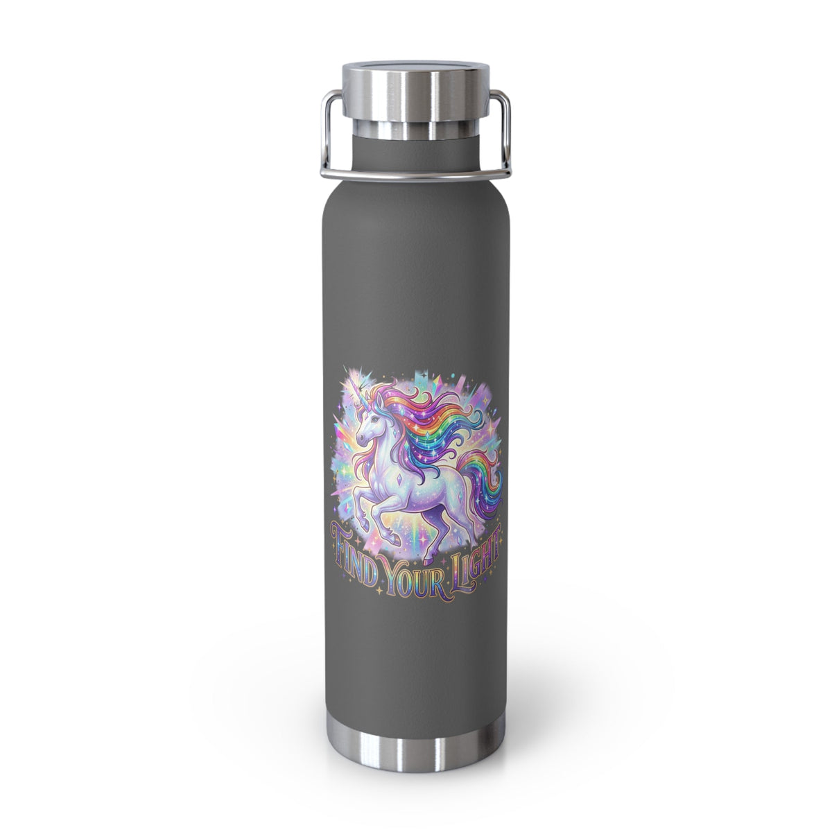 Find Your Light Unicorn Insulated Water Bottle — 22oz Copper Vacuum - Estrella & The Stars