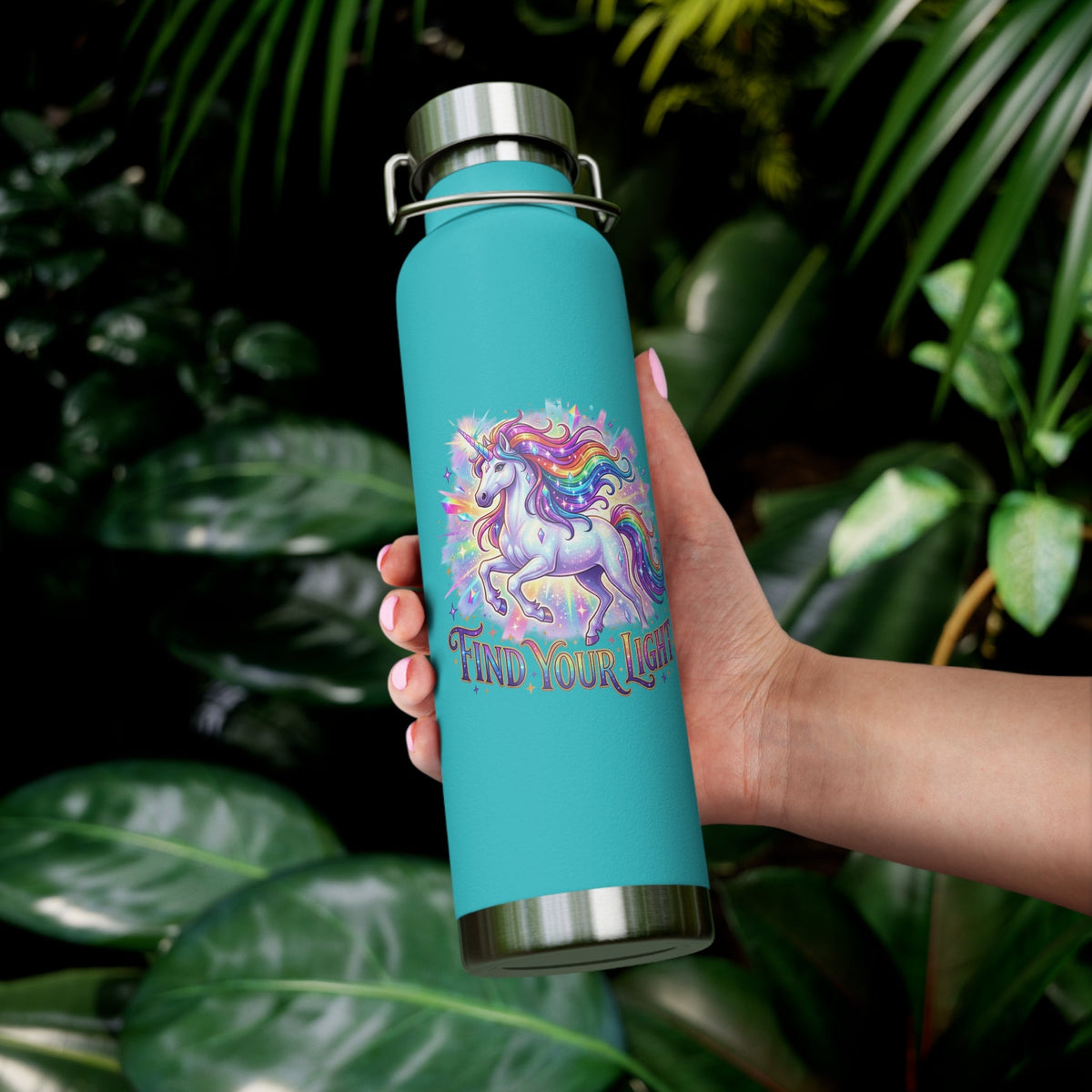 Find Your Light Unicorn Insulated Water Bottle — 22oz Copper Vacuum - Estrella & The Stars