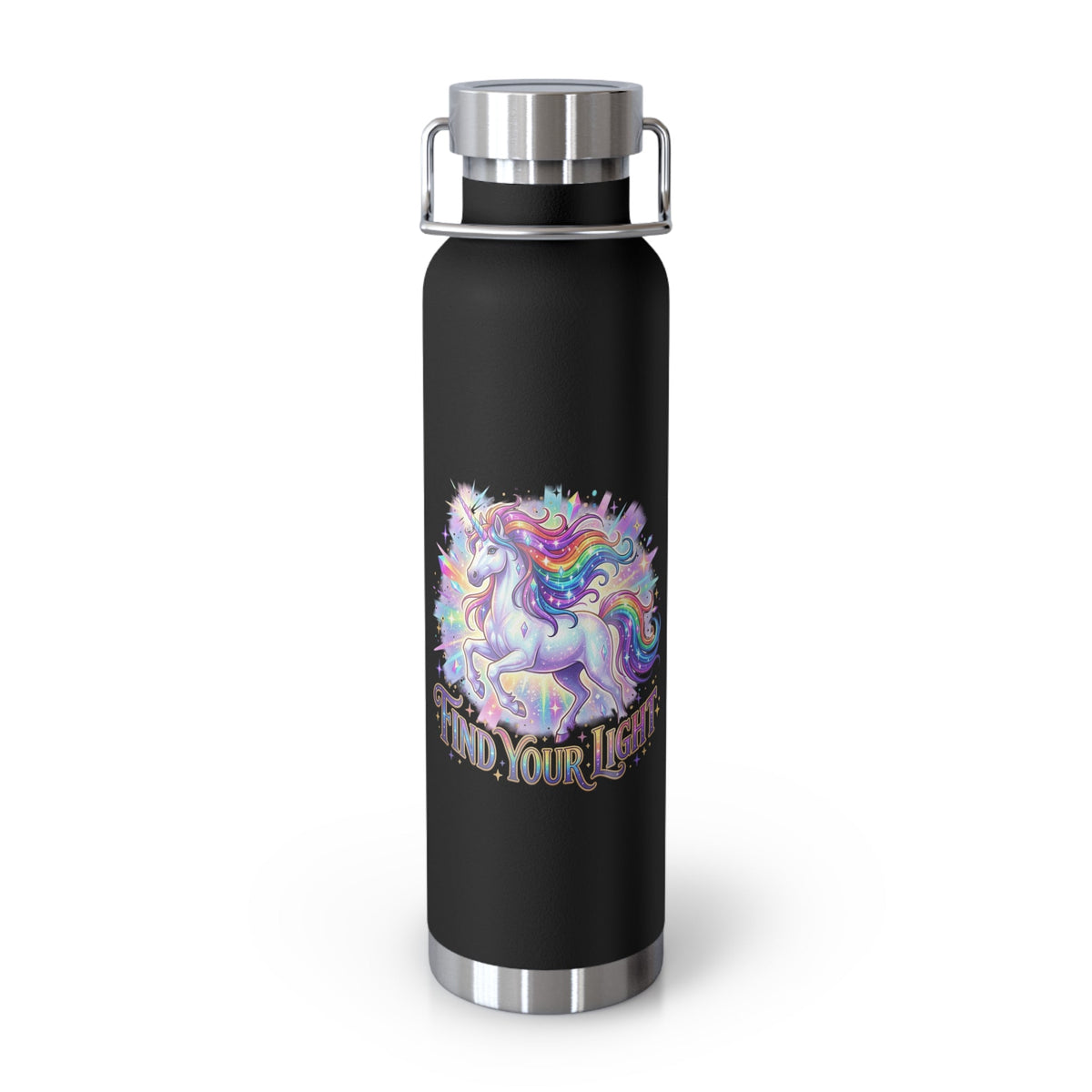 Find Your Light Unicorn Insulated Water Bottle — 22oz Copper Vacuum - Estrella & The Stars