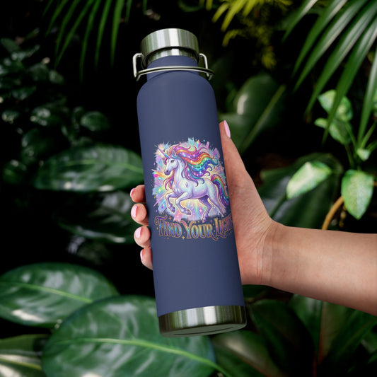 Find Your Light Unicorn Insulated Water Bottle — 22oz Copper Vacuum - Estrella & The Stars