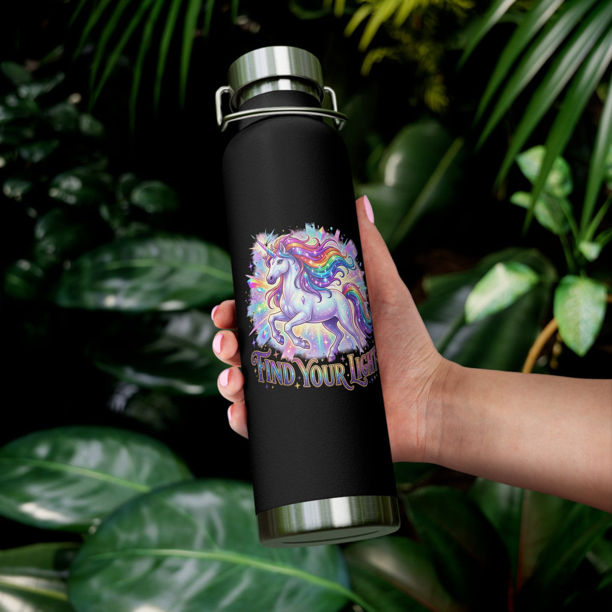 Find Your Light Unicorn Insulated Water Bottle — 22oz Copper Vacuum - Estrella & The Stars