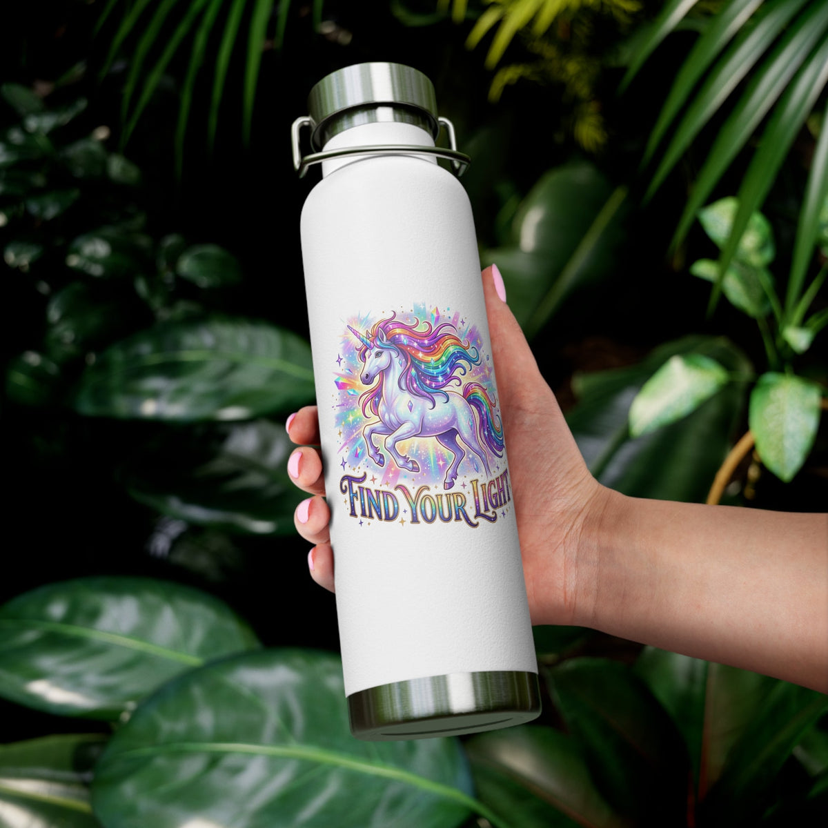 Find Your Light Unicorn Insulated Water Bottle — 22oz Copper Vacuum - Estrella & The Stars
