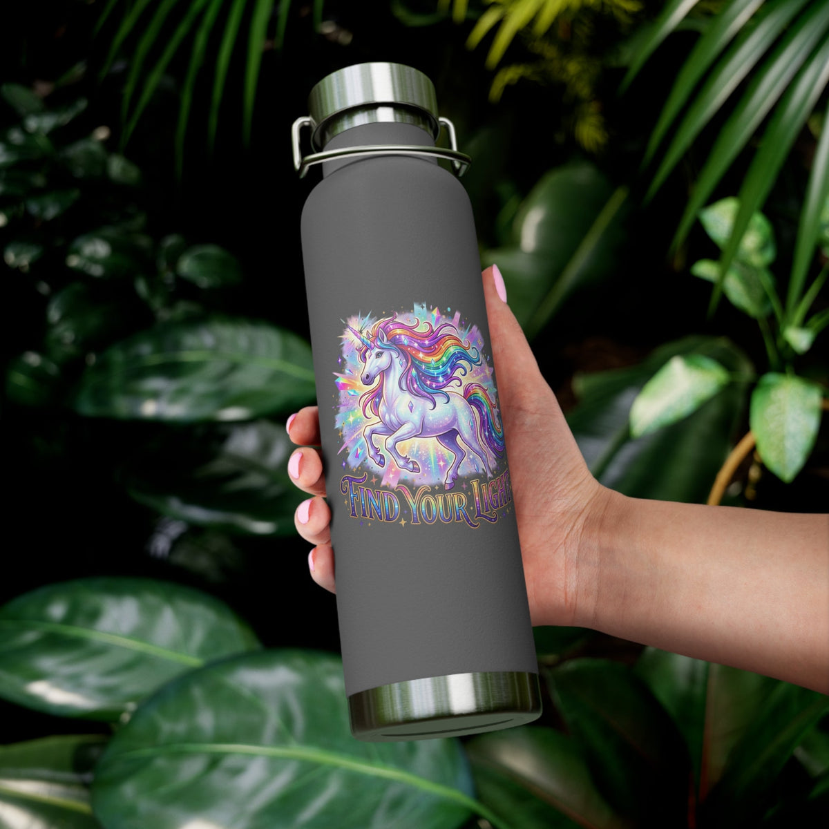 Find Your Light Unicorn Insulated Water Bottle — 22oz Copper Vacuum - Estrella & The Stars