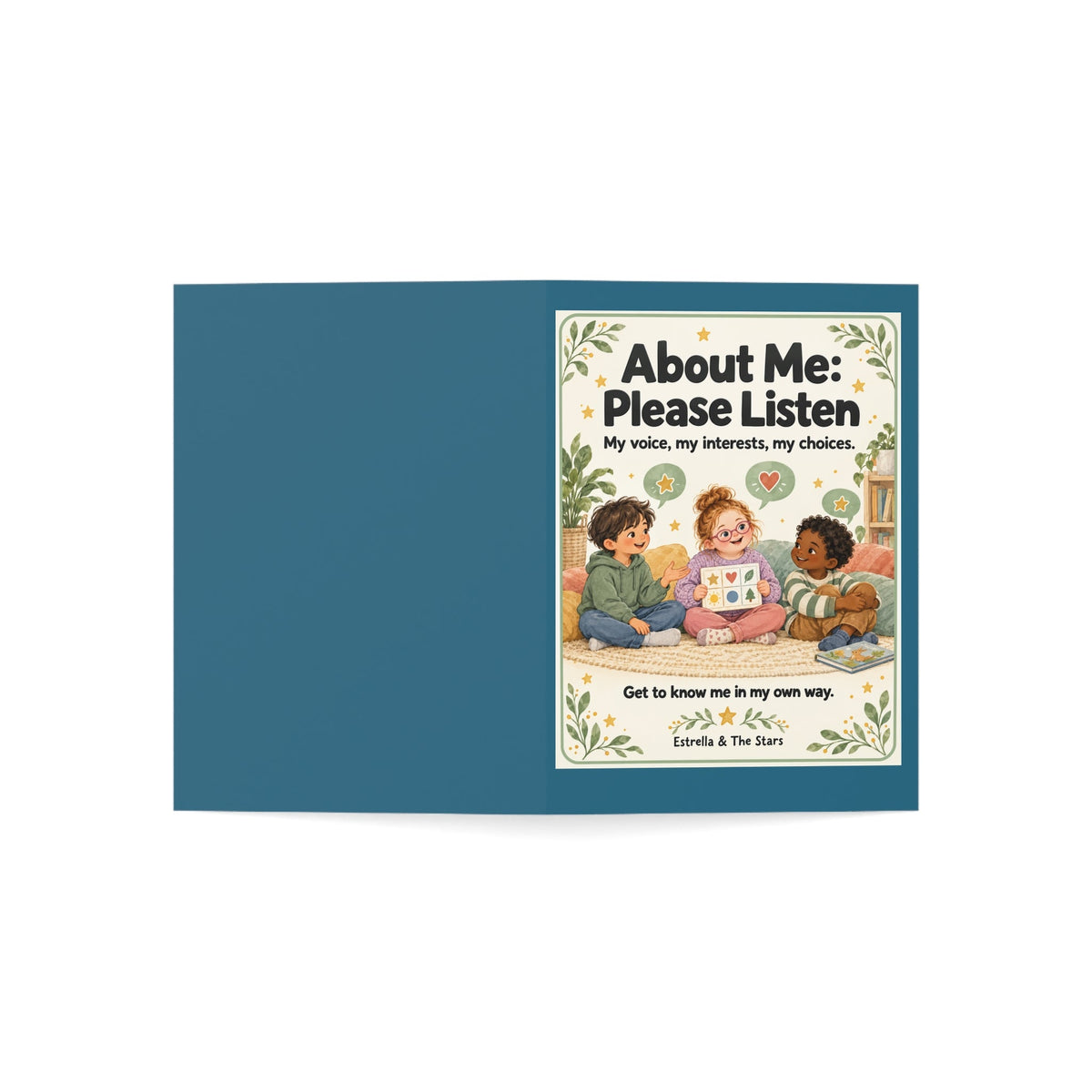 Greeting Card — “About Me: Please Listen” Kids Self-Advocacy Card (Pack of 1/10/30/50) - Estrella & The Stars